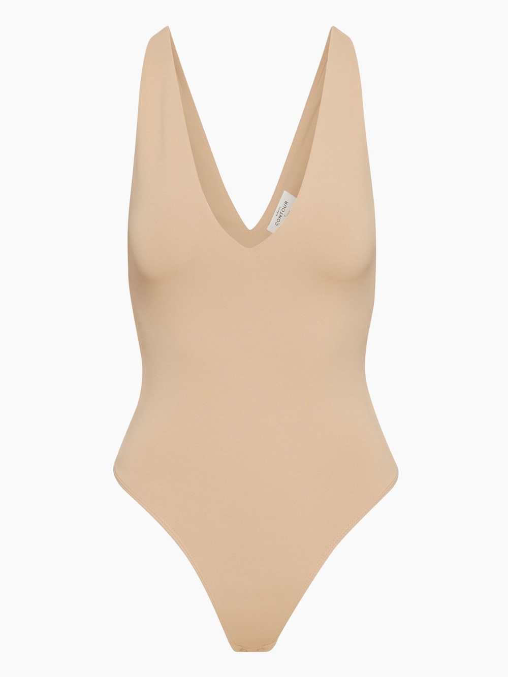 Aritzia Babaton Contour V Neck Bodysuit - Soft Tan Beige Tank Top